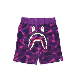 bape camo shorts purple