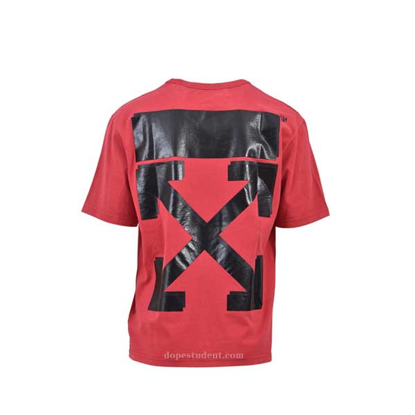 off white champion red tee