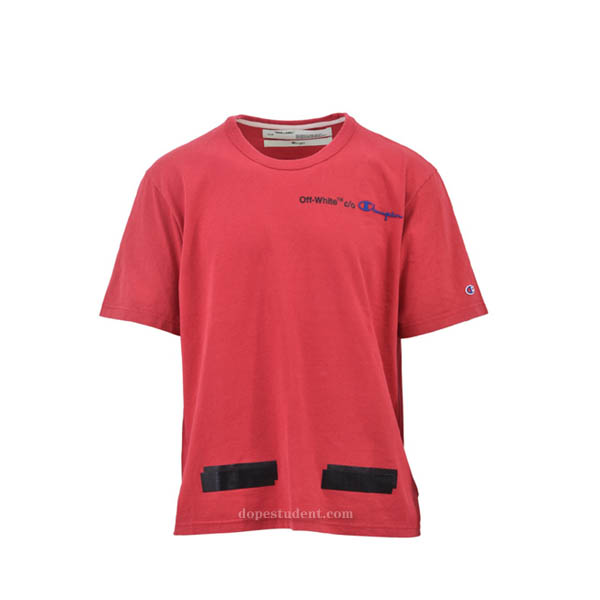 off white champion red shirt