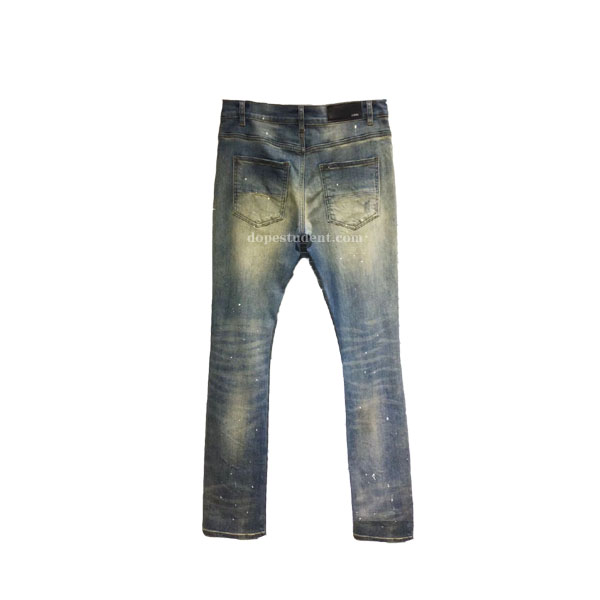Amir1 Blue Ripped Badge Jeans | Dopestudent