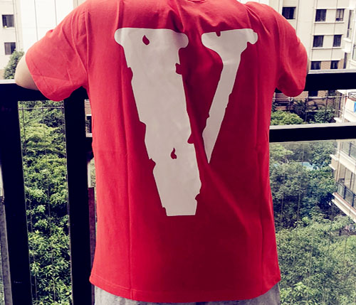 vlone shirt red and white