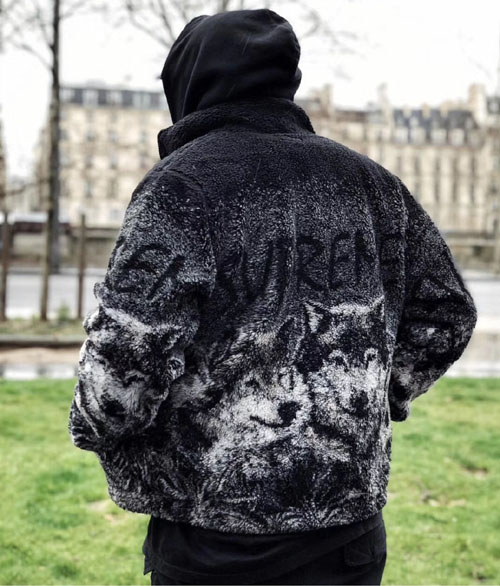 supreme wolf fleece jacket black