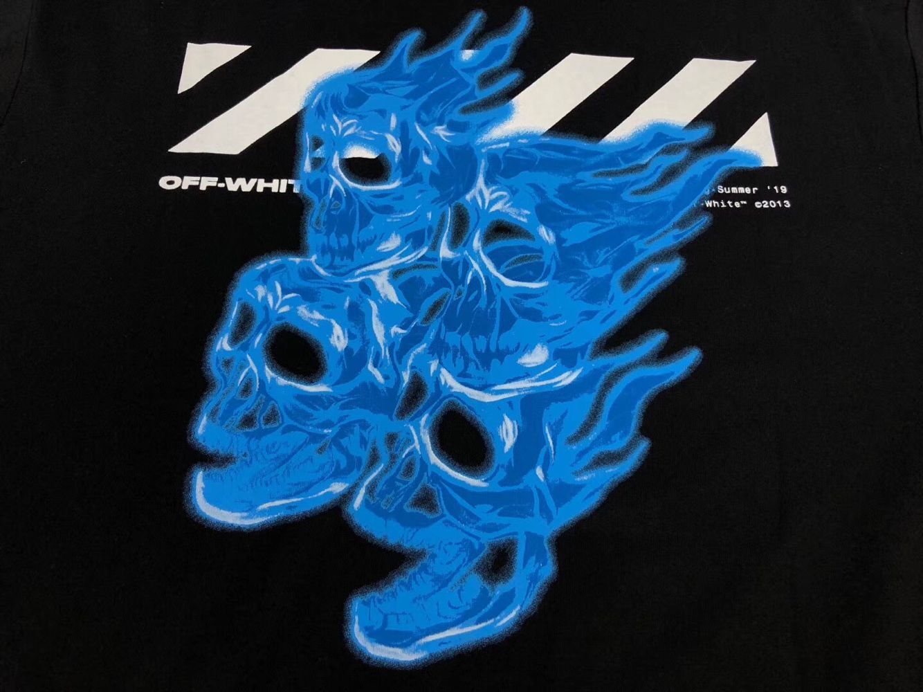 off white blue skull tee